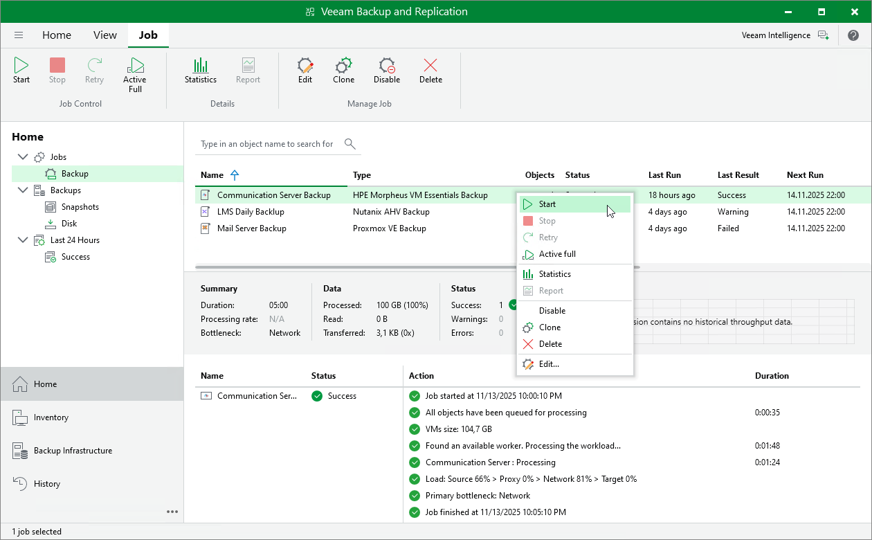 Starting and Stopping Backup Jobs