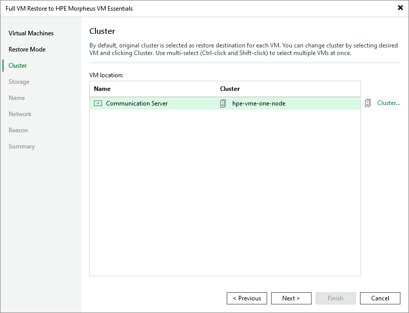 Step 4. Specify Target Cluster