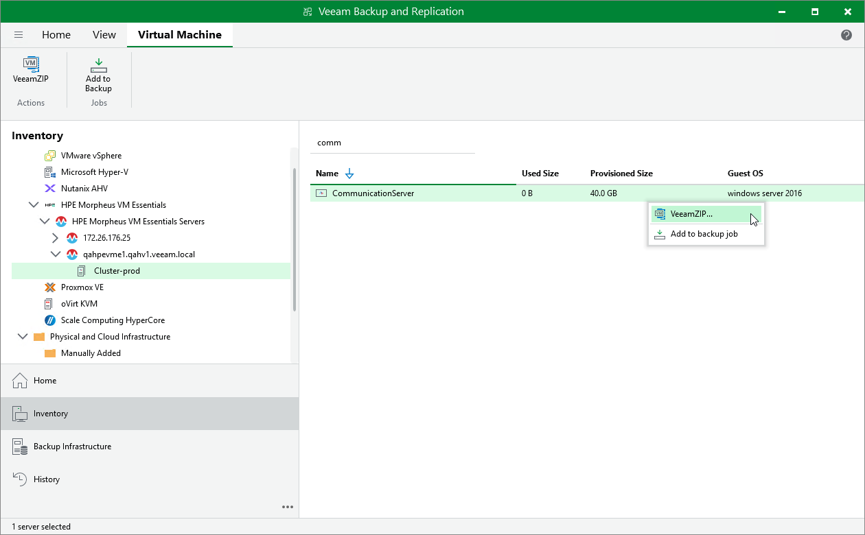 Creating VeeamZIP Backups