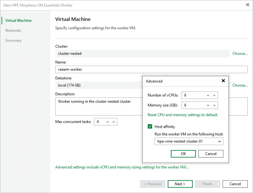 Specify Worker VM Settings