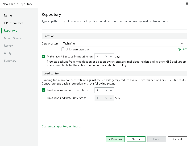 Step 4. Configure Backup Repository Settings