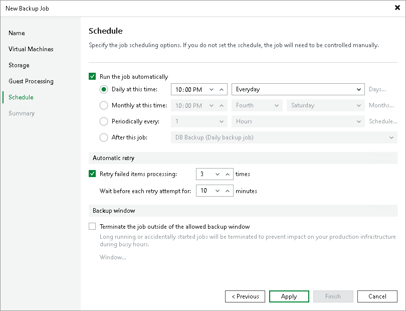 Step 11. Define Job Schedule
