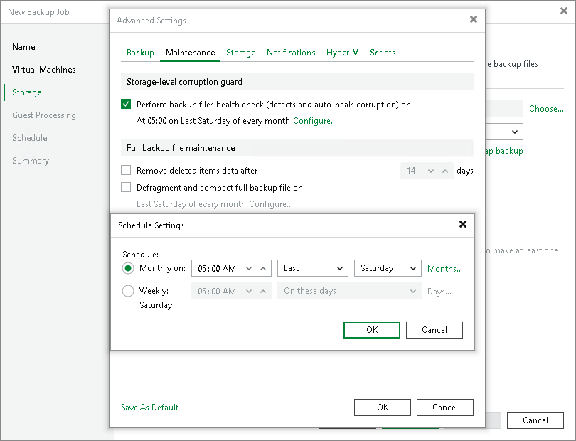 Maintenance Settings