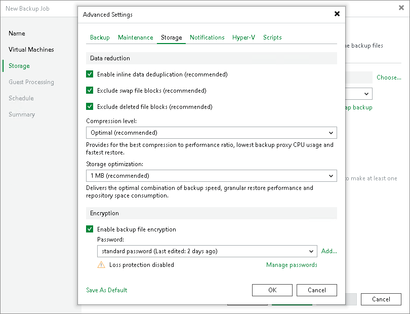 Storage Settings