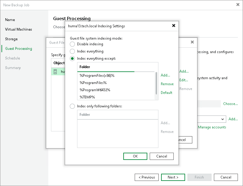 VM Guest OS File Indexing