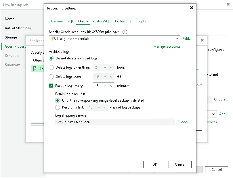 Oracle Archived Redo Log Settings