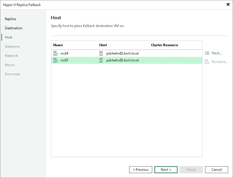 Step 4. Select Target Host