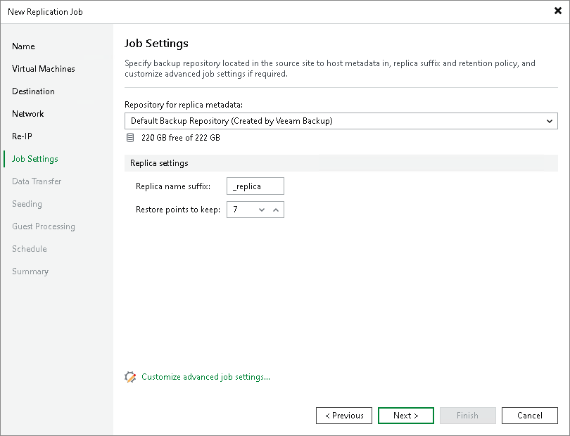 Step 10. Specify Replication Job Settings