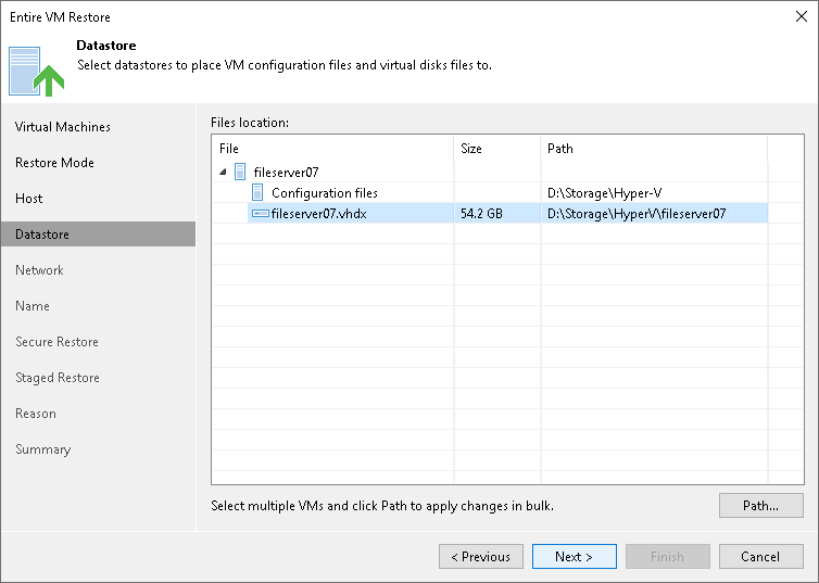 Step 6. Select Target Datastores
