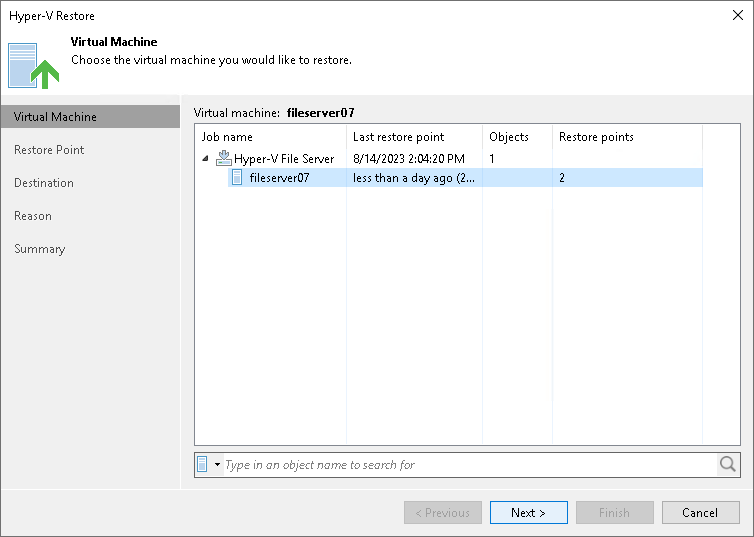 Step 2. Select VM