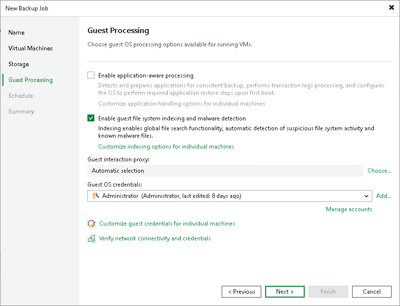 VM Guest OS File Indexing