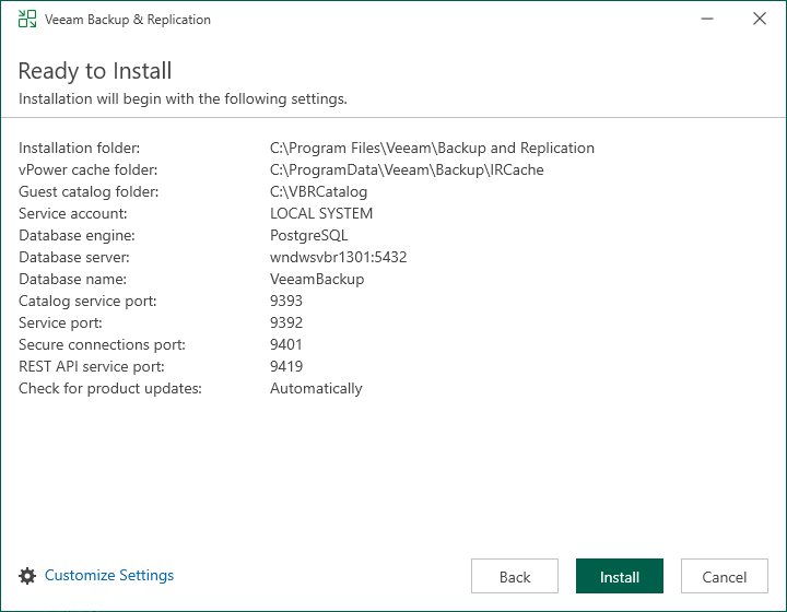 Step 6. Review Default Installation Settings