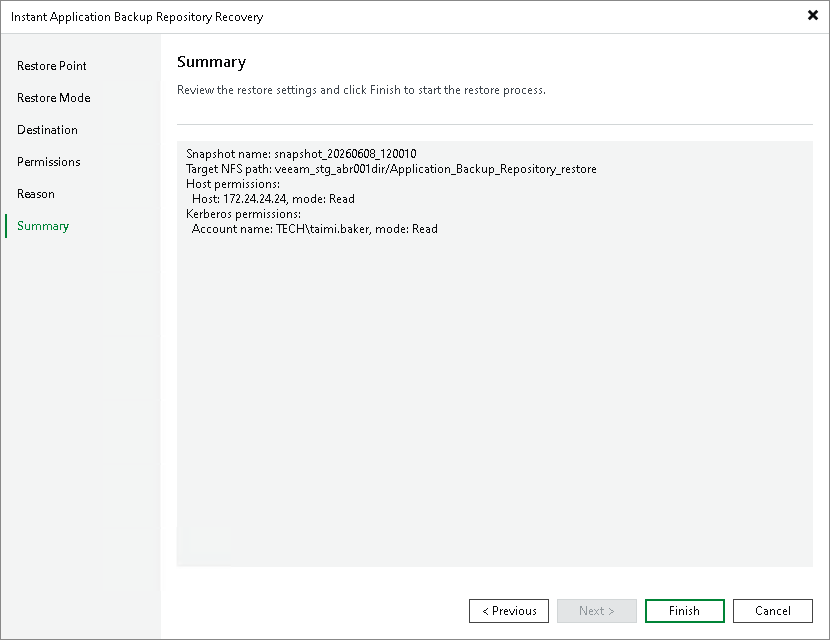 Step 7. Verify Restore Settings