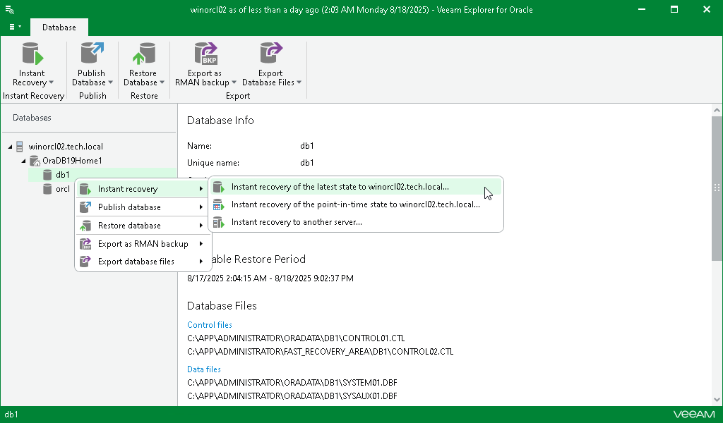 Performing Instant Recovery of Latest State