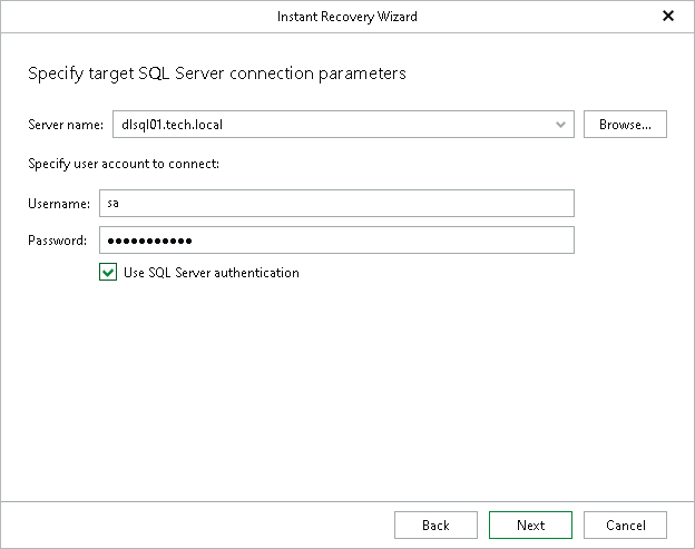 Specifying SQL Server Connection Parameters