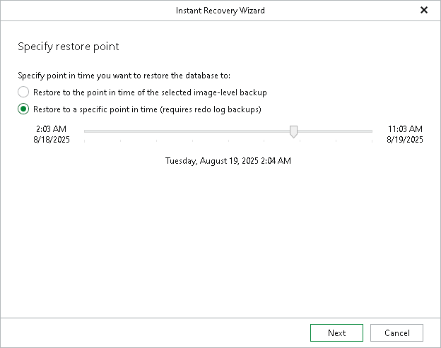 Specifying Restore Point