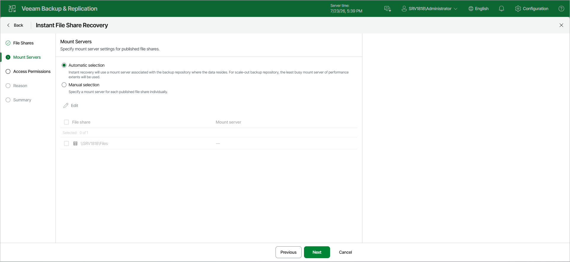 Step 3. Specify Mount Server Settings