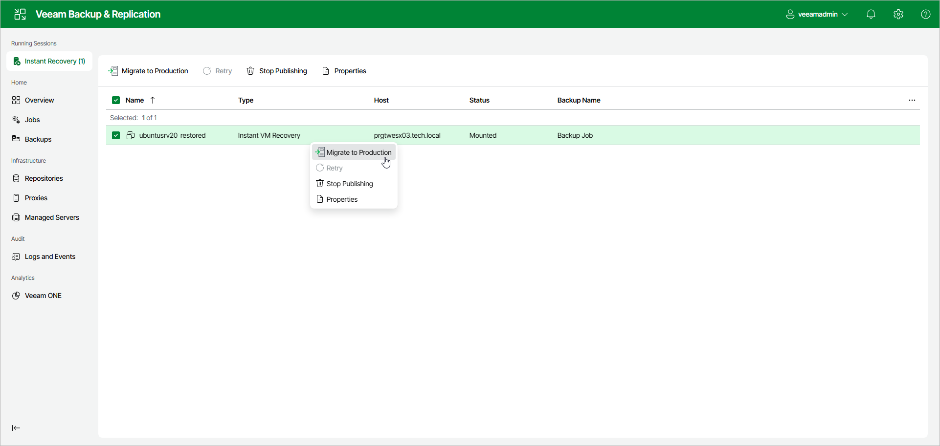 Migrate to Production - Web UI