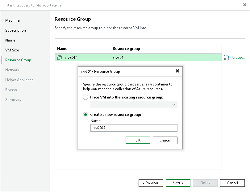 Step 6. Specify Resource Group