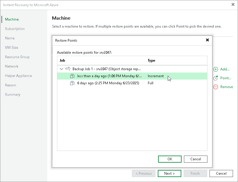 Step 2. Select Workloads and Restore Points