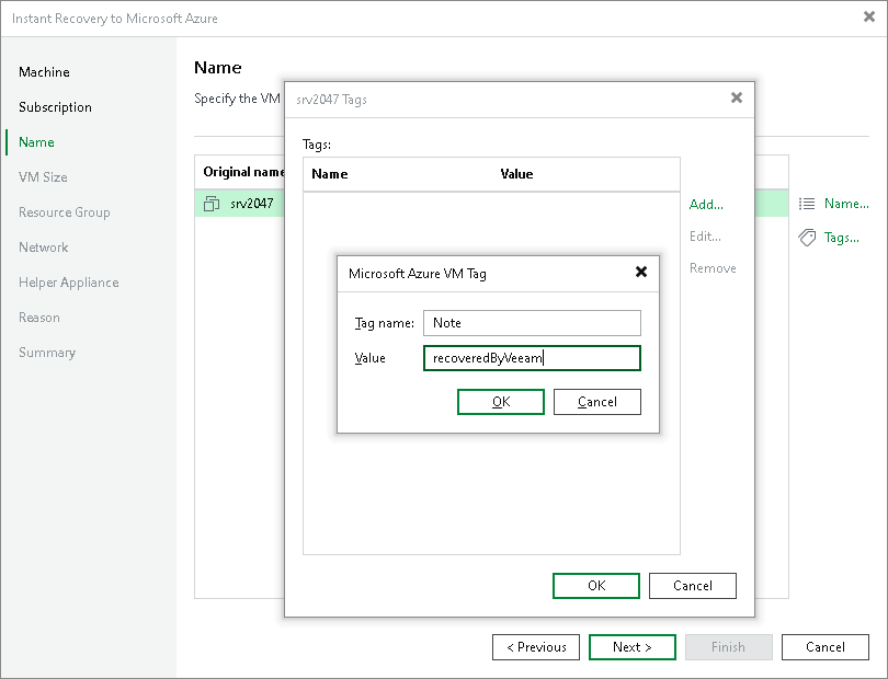Step 4. Specify Names and Tags