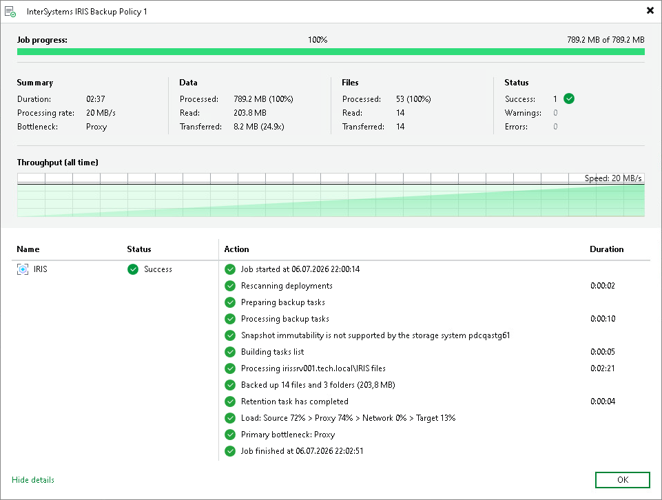 View Backup Statistics