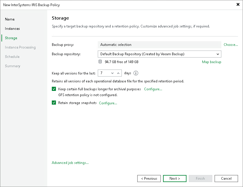 Create New Application Backup Policy