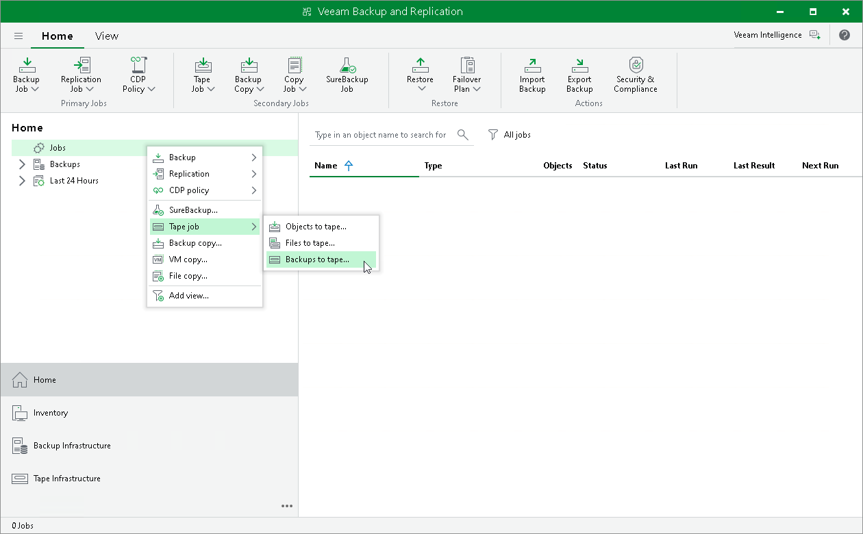 Create Backup to Tape