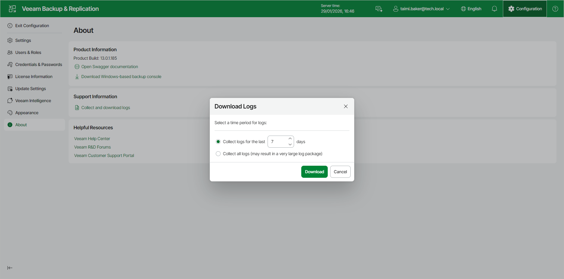 Exporting Logs Using Web UI
