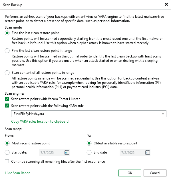 Configuring Scan Backup Session