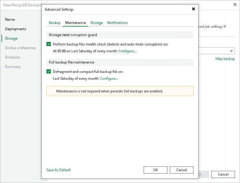 Maintenance Settings