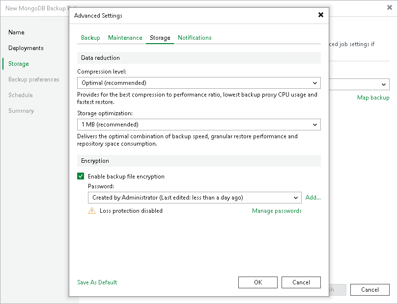 Storage Settings