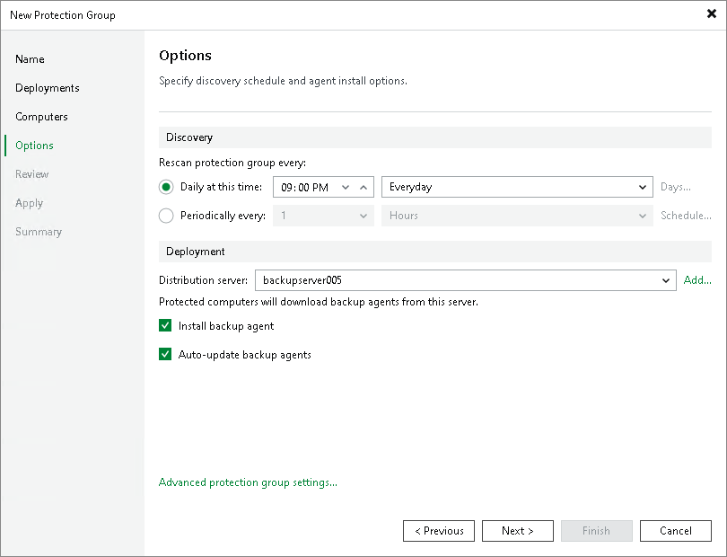 Step 5. Specify Discovery and Deployment Options