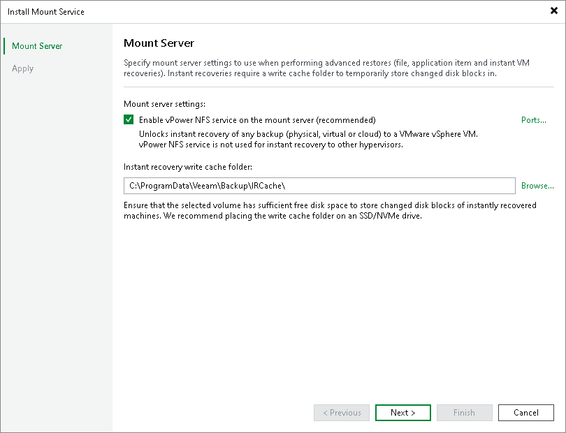 Step 2. Specify Mount Server Settings
