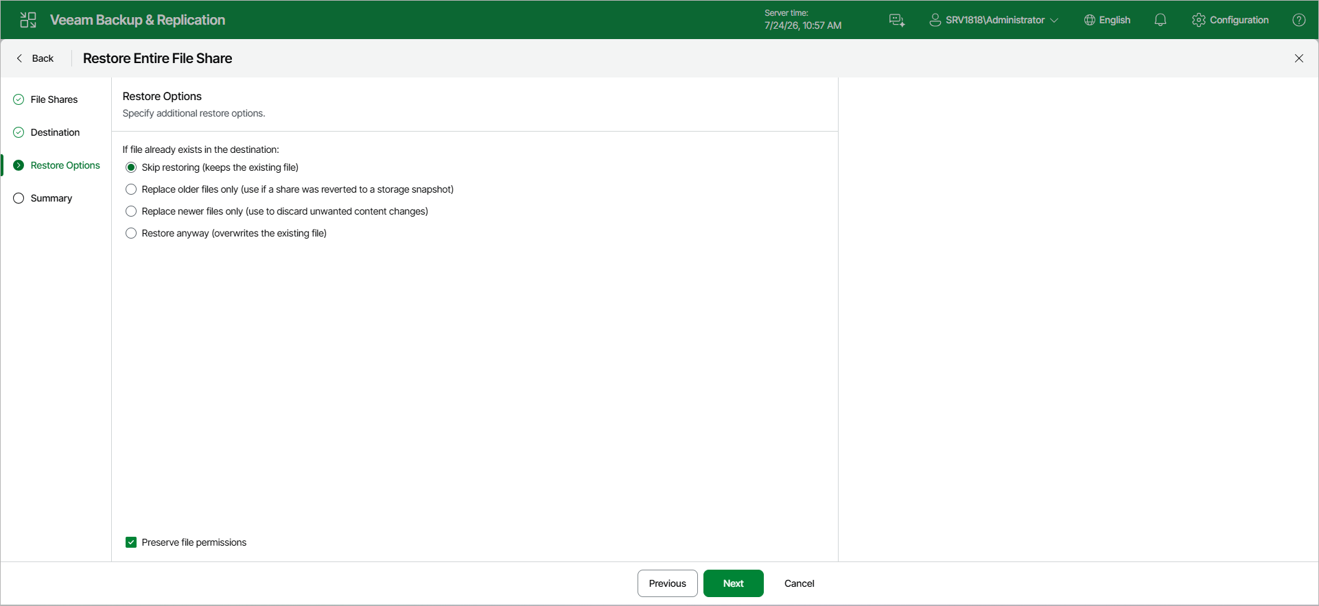 Step 4. Specify Restore Options