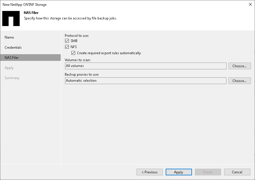Step 4. Specify NAS Access Options