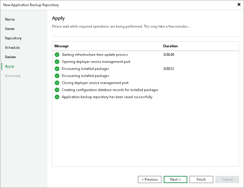Step 7. Apply Application Backup Repository Settings