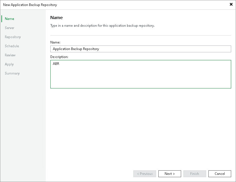 Step 2. Specify Backup Repository Name and Description