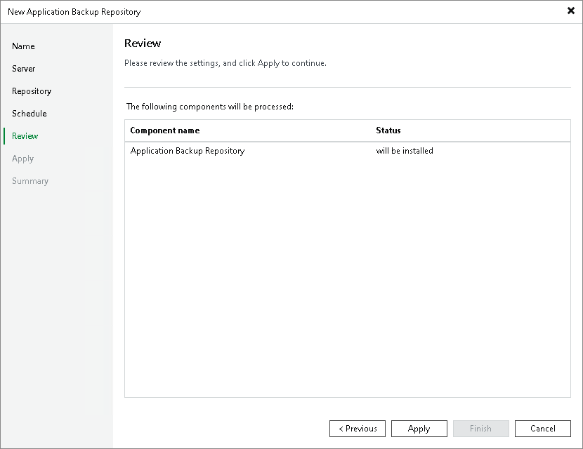 Step 6. Review Settings and Components