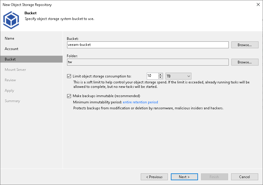 Step 4. Specify Object Storage Settings
