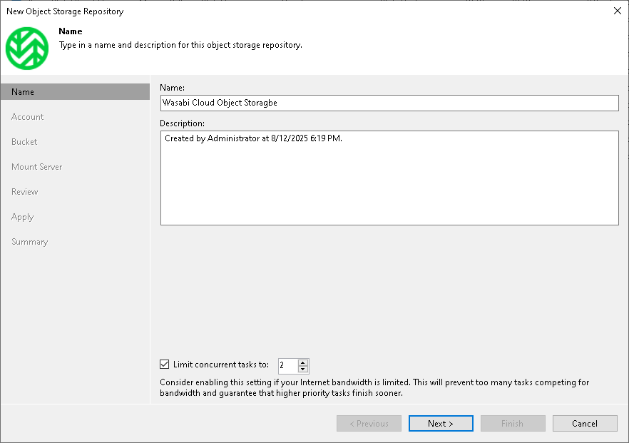 Step 2. Specify Object Storage Name