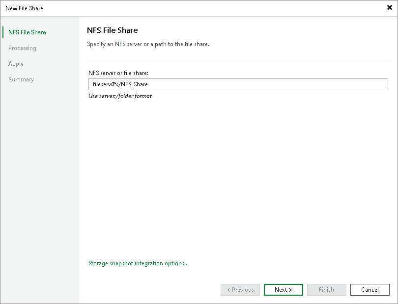 Step 2. Specify Path to NFS File Share