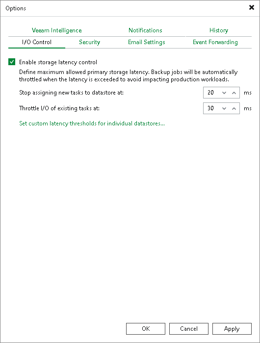 Specifying I/O Settings