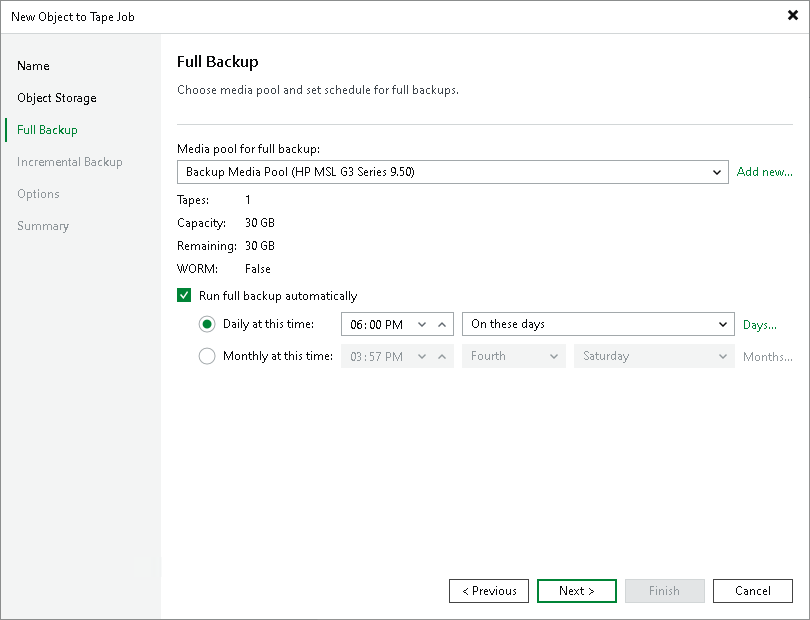 Step 4. Choose Media Pool for Full Backup