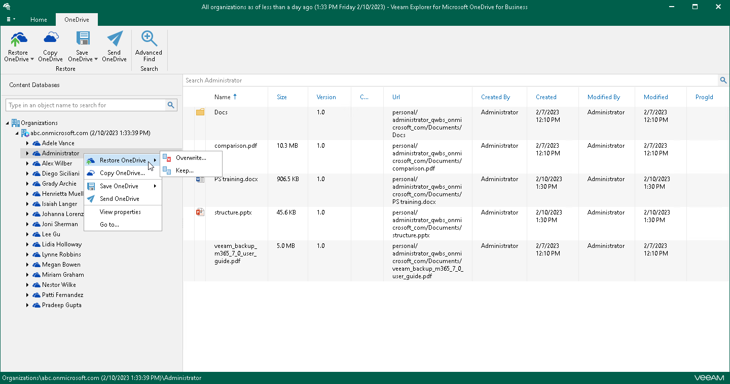 Restoring Single OneDrive