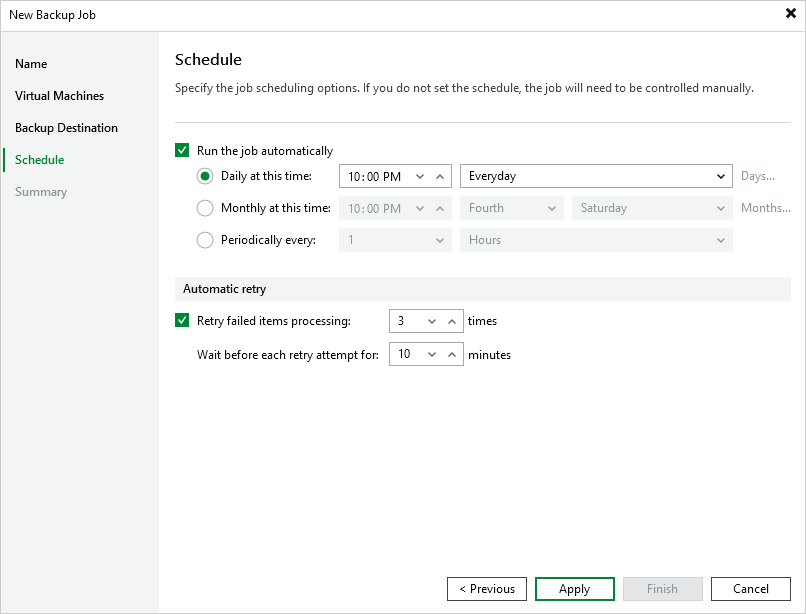 Select Restore Point Step 5. Define Job Schedule