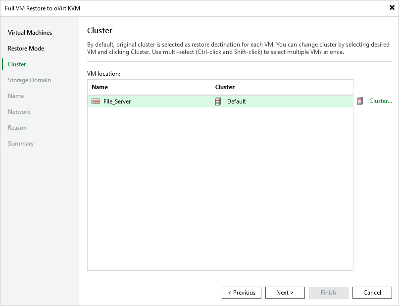 Step 4. Specify Target Cluster