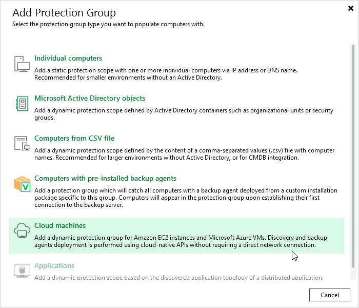 Step 1. Launch New Protection Group Wizard