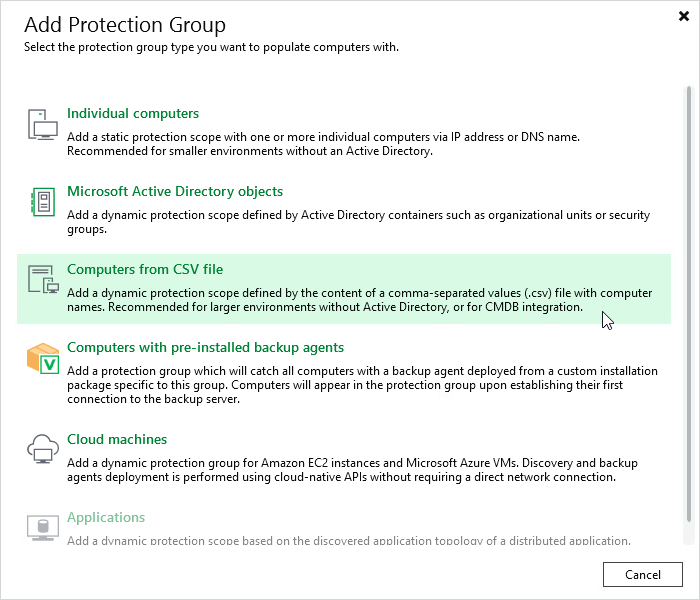 Step 1. Launch New Protection Group Wizard