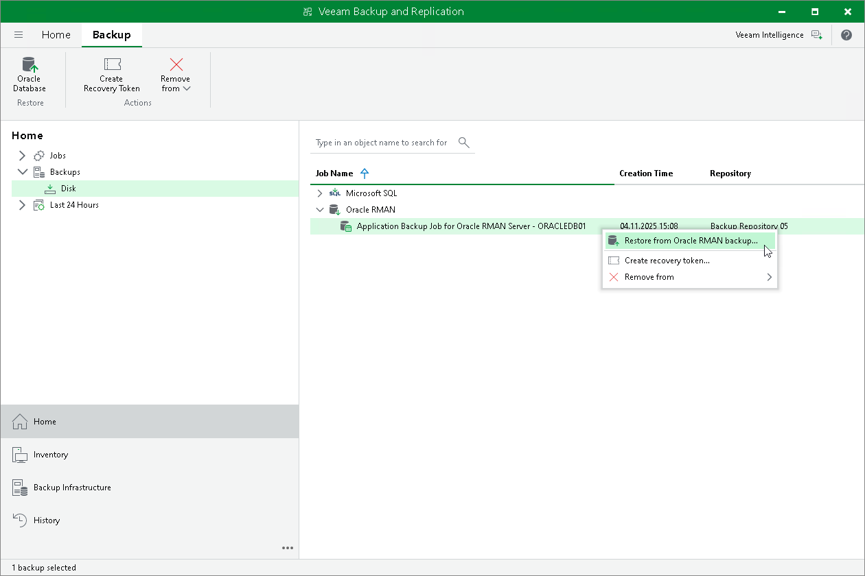 Restore from Database Backup